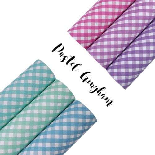 New Rainbow 22X30CM/A4 Pastel Gingham Artisan Leatherette Sheets Perfect For School Hair Bows, Accessories, DIY Crafts