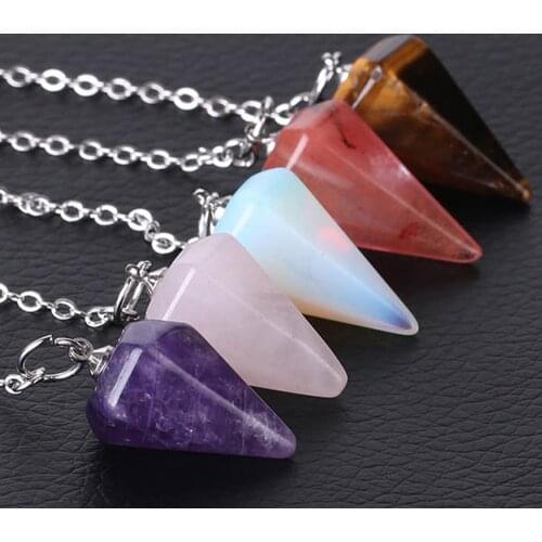New Small Size Reiki Pendulum Natural Stone Amulet Healing Crystal Pendant Meditation Hexagonal Pendulums For Men Women Jewelry