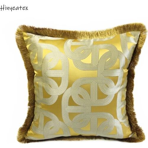 Hinyeatex Fashion Modern Geometric Golden Ellipse Sofa Chair Designer Home Cushion Cover Decorative Square Pillow Case 45 x 45cm