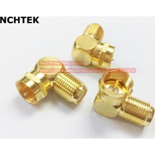NCHTEK Right Angled F Type Male Plug to Female Jack RF Coaxial Connector Adapter/Free Shipping/10PCS