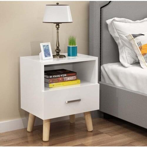 1 Drawer Nightstand Solid Wood Leg Book Cabinet Bedroom Bed Side Table постельное бельё Living Room Bedroom Home Furniture