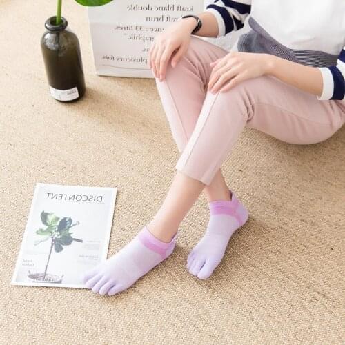 Spring Summer Cotton Low Tube Five-finger Womans Socks Novelty Funny Sweat Breathable socks Sweet Colorful Casual Low Tube Sox