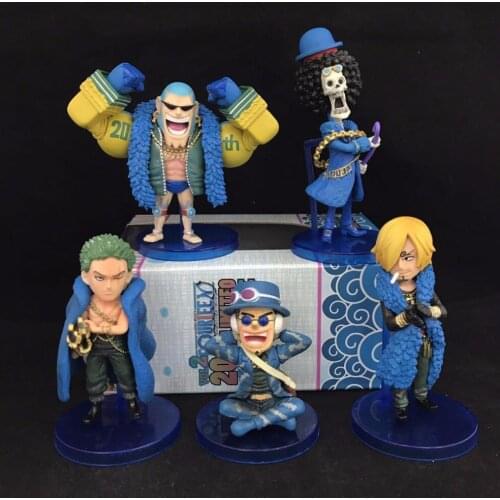 NEW hot 6-10cm 5pcs/set One Piece 20th BROOK Usopp Roronoa Zoro FRANKY Vinsmoke Sanji Action figure toys doll Christmas gift
