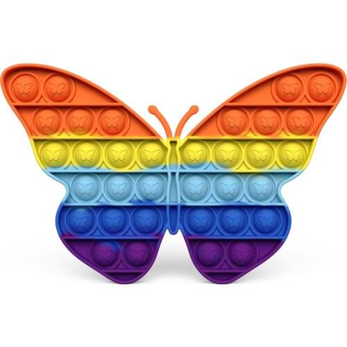New Rainbow Butterfly Animal Fidget Toy Push Bubble Stress Sensory Toy Relief Anti-stress Simple Game Antistress Toys For Kids
