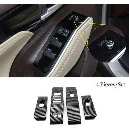 ABS Carbon Fiber Door Window Glass Lift Control Switch Panel Cover Trim LHD Interior Accessories for Toyota Highlander 2021 2022