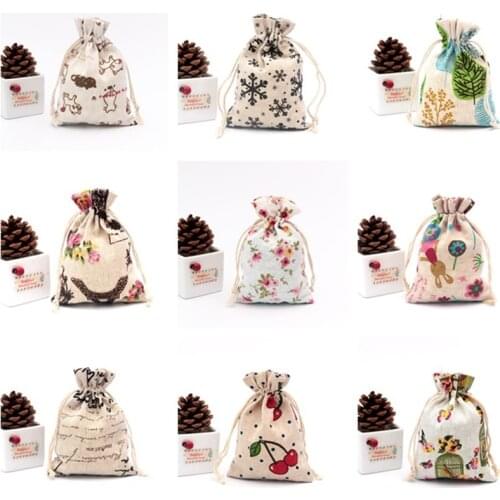 50PCS (10X14cm) Handmade Burlap Linen Jute Drawstring Gift Bags Natural Burlap Gift Candy Bag Wedding Party Favor Pouch Gift Bag
