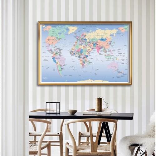 Political Map Of The World In French 150*100 cm Poster Non-woven Canvas Painting School Supplies Living Room Home Decoration