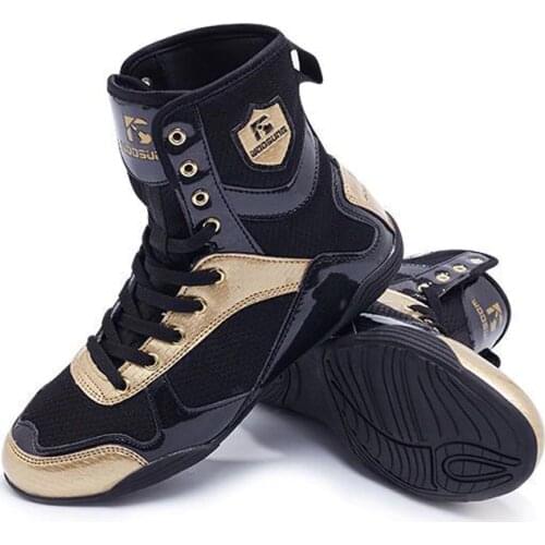 Professional Boxing Wrestling Shoes Rubber Outsole Breathable Combat Sneakers High Top Training Fighting Boots Plus Size 34-47