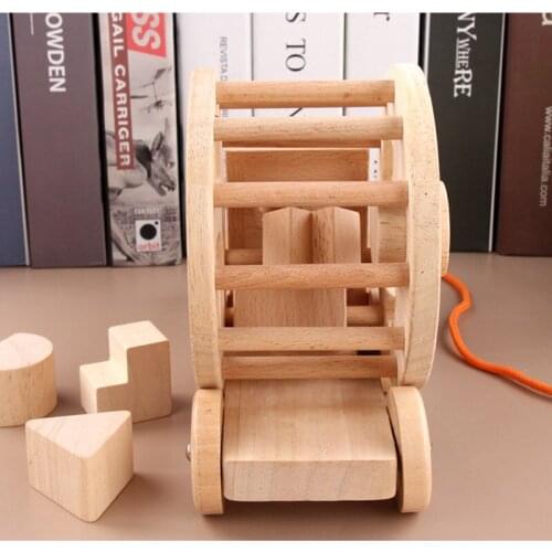 Enlightenment Intellectual Childrens ToyWooden Assembling Building Block Tractor Geometric Shape Develop intelligence