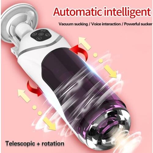 Sex Toy for Men Electric Full Automatic Male Masturbator Rotation Telescopic Voice Interaction Handsfree Sex Machine Real Vagina
