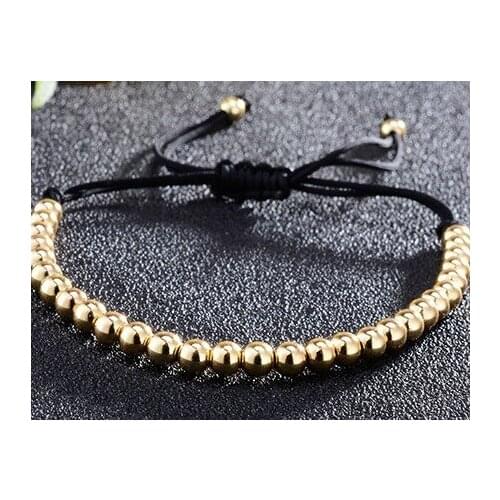 Uki4 silver gold ball bead copper Bracelet adjusted Macrame Charm Braided Rope Bangles women men gift
