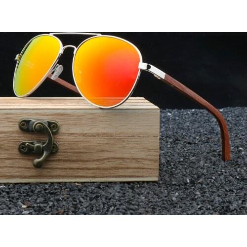 2021 Natural Metal Frame And Ba Flower Wood UV 400 Sun Glasses Polarized Fashion Women Man Driving Cars Sunglasses