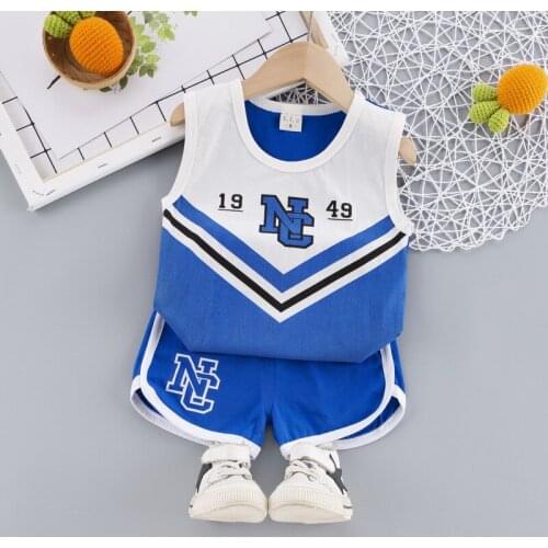 Girls Sport Clothes Summer Baby Boys 2 PCS Outfits Cotton Vest + Shorts Children Sleeveless Tracksuit Kids Out Door Costume