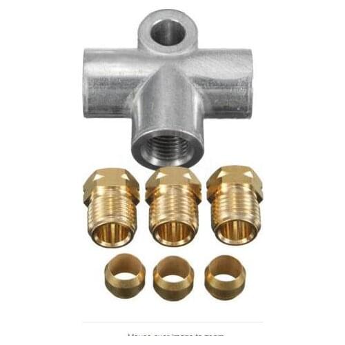 10mm 3 Way T Piece Brake Tee + 3 x M10 Male Nuts Short Metric Copper Pipe