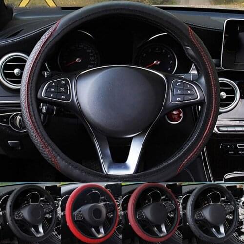 Universal Car Steering Wheel Cover Stylish Car Vehicle Faux Leather Auto Steering- wheel Cover Anti-Slip Wraped Cover Protectors