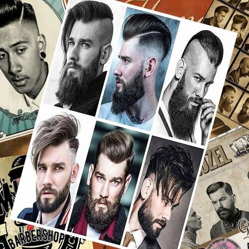 Vintage Hairdresser Tattoos Patterned Posters Kraft paper Interior Painting Restoring Wall Sticker Barber shop Home Decoration