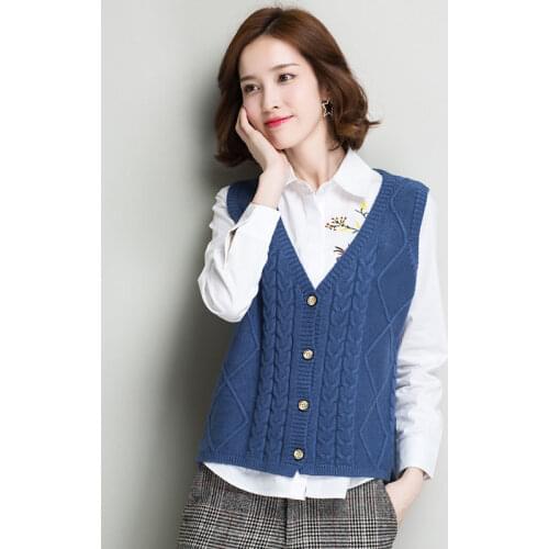 Sweater vest womens short spring 2020 new 100 lap V sweater vest sleeveless sweater top