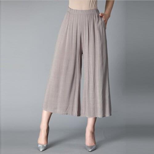 Chinese Style Women Casual Loose Ankle-Length Trousers Ladies High Elastic Waist Straight Pants Pantalon