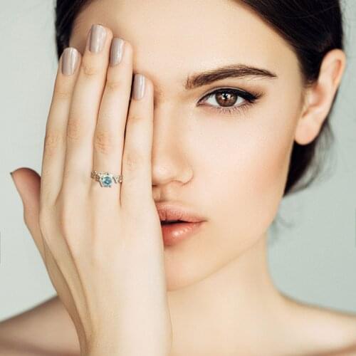 Rings Blue Zircon Flower Rings for Women 2021New Elegant Engagement Party Jewerly Accessories Gift Mujer Bague Anillos Mujer