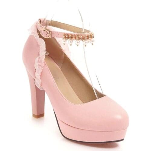 In the spring of 2019 new thick with high heel strap shallow single shoes female 40-43