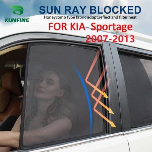 4PCS/Set Magnetic Car Side Window SunShades Mesh Shade Blind For KIA Sportage 2007-2013 Car Window Curtian Black