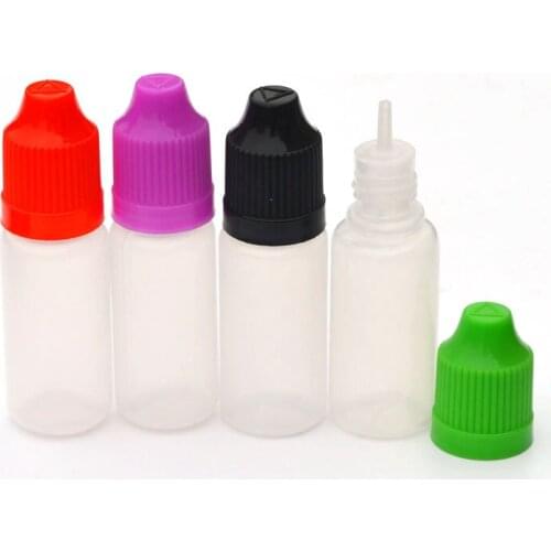 500pcs 10ml Needle Bottle Plastic Dropper Bottles with Childproof Caps E Liquid Soft PE Empty Bottles Fast Shipping