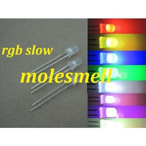 5000pcs 5mm Diffused RGB Rainbow Slow Flashing Flash Red Green Blue LED Leds