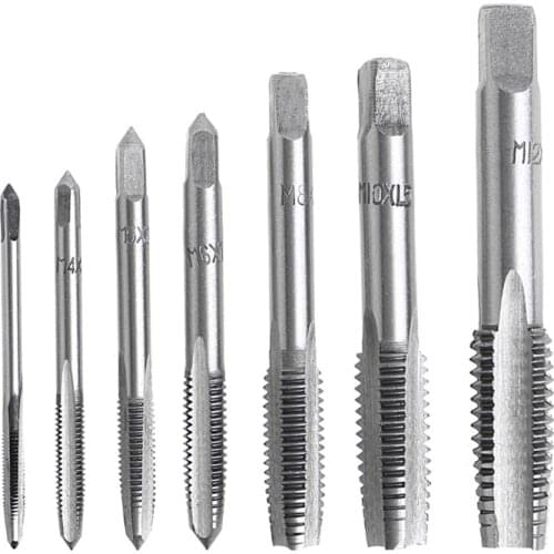 8 Pcs Hand Screw Thread Metric Plug Tap Set M3-M12 With Adjustable Tap Wrench