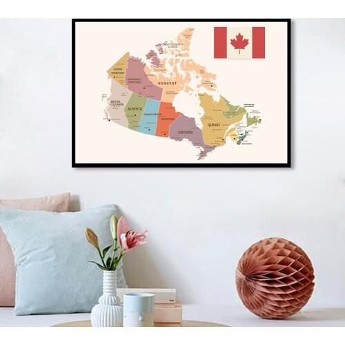 90*60cm The Canada Political Vintage Canvas Painting Posters and Prints Wall Decoration School Supplies Home Decor