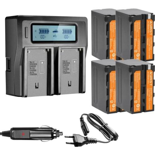 7800mAh NP-F970 NP-F960 NP F970 battery Batterie + EU plug Dual Quick Charger for SONY HVR-HD1000 HVR-V1J F550 F570 QM91D