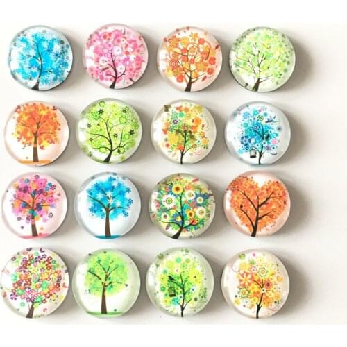 Free shipping (16pcs/lot)Fresh Tree Crystal Glass fridge magnet Colorful message sticker refrigerator magnet Kitchen/home Decor