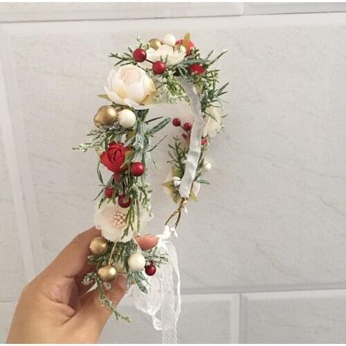 Free Shipping Christmas Red Flower Crown