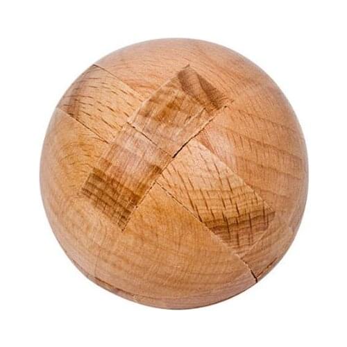 Beech Wood Ball shaped IQ Wooden Brain Teaser Burr Puzzle Game for Adults Children