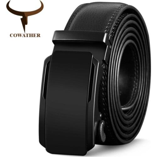 COWATHER High Quality Cow Genuine Leather Belts for Men New Arrival Automatic Buckle Male Strap Metal Buckle Cowhide Men Belt