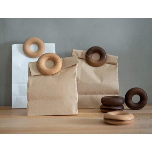 Wood Bag Clips Bag Sealer Nordic Doughnut Shape Gadgets Inteligentes Snacks Food Clip Kitchen Storage Organization Kitchen Tools