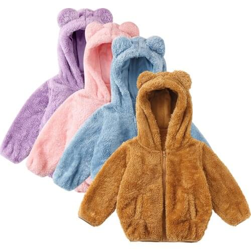 Baby Winter Coat Children Plus Velvet Thick Warm Quilted Woolen Coat Cartoon Hooded Coat Шерстяное Пальто Дети Baby Coat Winter