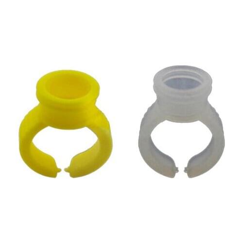 300PCS Tattoo Rings Cups Disposable Glue Holder Plastic Tattoo Ink Pigment Ring Adhesive Makeup Rings Palette Eyelash Extension