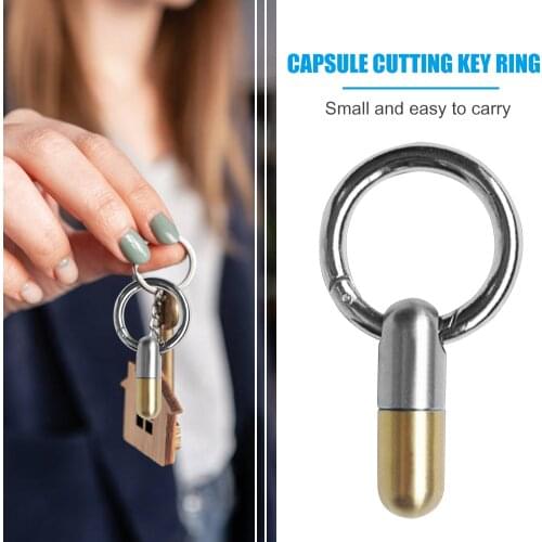 Outdoor Camping Tiny Cutting Tool Portable Capsule Cutter Stainless Steel Mini Tool Key Ring Pendant with Keychain