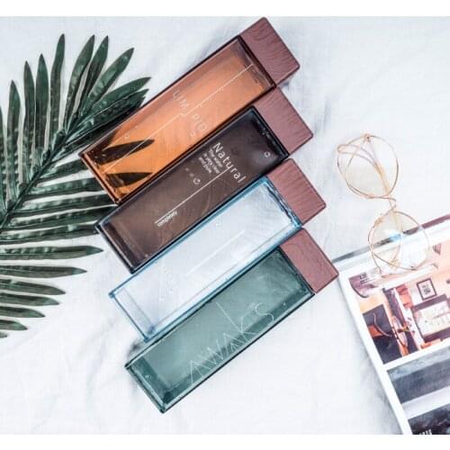 Square Tea Milk Fruit Water Cup 480ml for Water Bottles Drink with Rope Transparent Sport Korean Style Heat Resistant Bottle