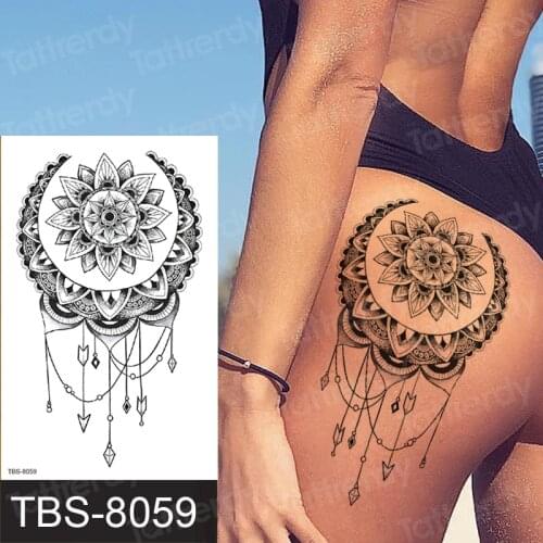 Legging stockings tattoo black henna lace sexy tattoo for women girls temporary tattoos flower rose peony mandala stickers