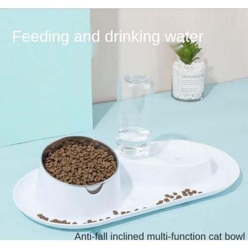 Pet Bowl Drinking Water Splash-proof Stainless Steel Bowl Cat and Dog Food Bowl Supplies