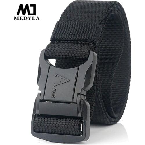 MEDYLA tactical belt 2019 new black aluminum alloy safety buckle belt outdoor tactical belt