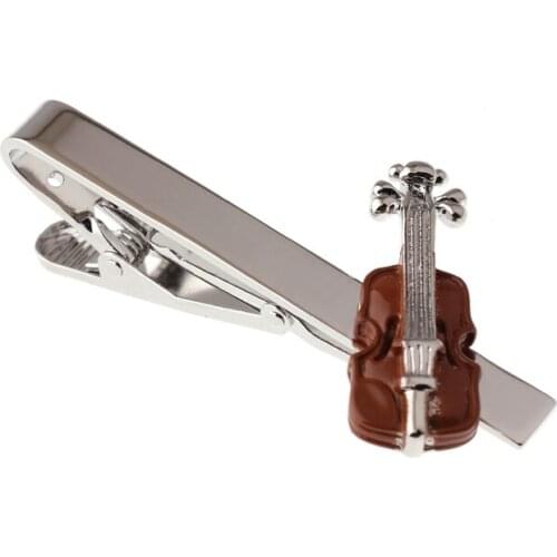 Violin shaped mens tie clip