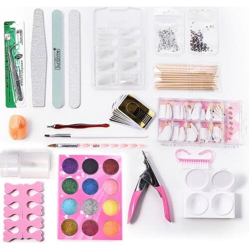 2Pc Nail Art Kit Painted Pens Set 2 Pack Rhinestones Manicure Kit False Nail Fake Finger Polishing Blocks Tools Set Nail Sticker