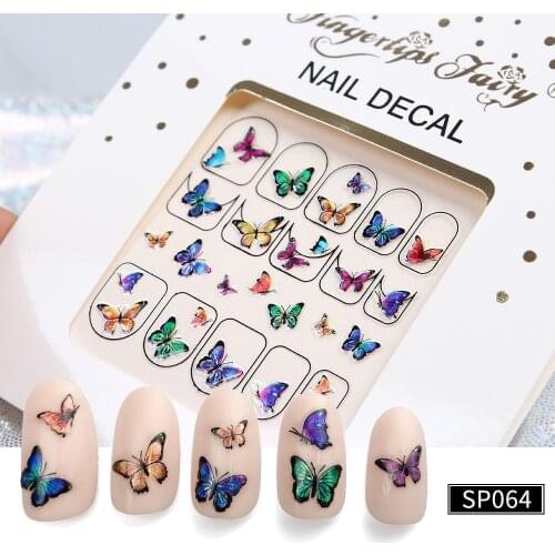 1pc 3D women butterfly nail decoration Nail Water Sticker Flower Flamingo Beauty Slider Colorful Plant Pattern Manicure Sticker