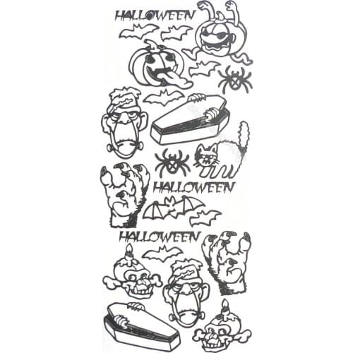 Halloween creatures Peel Off wall Stickers Pumpkin Monster Black Cat Bats Skull Funny mural decor All Saints Day Window EA796