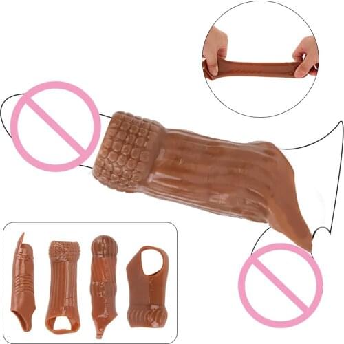 OLO Reusable Condom Penis Extender Penis Rings Adult Products Erotic Toy Male Delay Ejaculation Cock Sleeves Sex Toys for Men