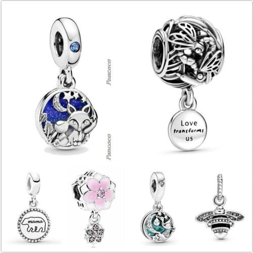 Original 925 Sterling Silver Sparkling Queen Bee With Crystal Pendant Charm Beads Fit Pandora Bracelet & Necklace Jewelry