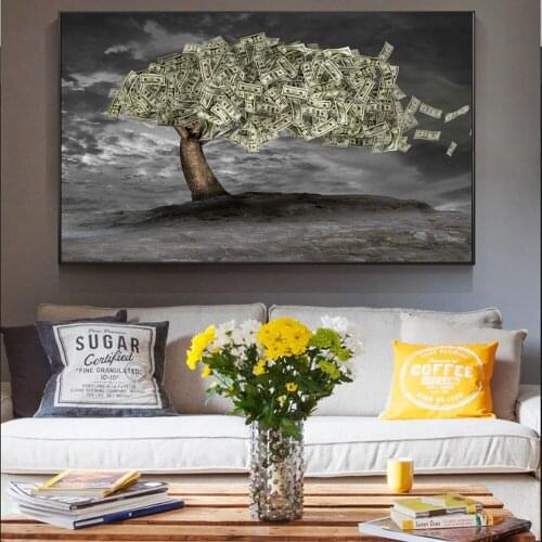 Dollar Money Tree Home Decor Poster And Prints Canvas Painting On Wall Art Millionaire Picture For Living Room Decoration