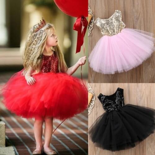 Princess Dress Kids Baby Girls Fancy Wedding Dress Sleeveles Sequins Party Dress for Girl Summer Dresses Elegant